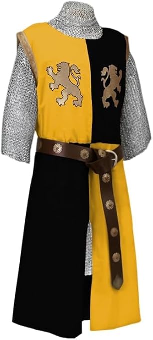 Medieval Embroidered Viking Knight Tabard – Sleeveless V-Neck Warrior Surcoat Costume