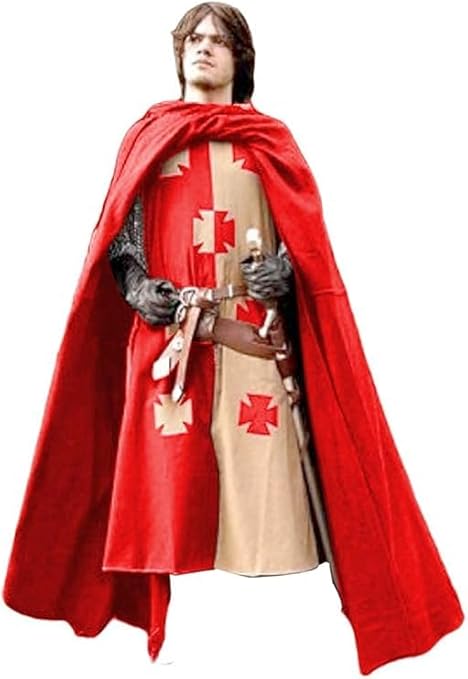 Kingdom Medieval Templar Knight Costume – Multicolor Renaissance Crusader Warrior Outfit