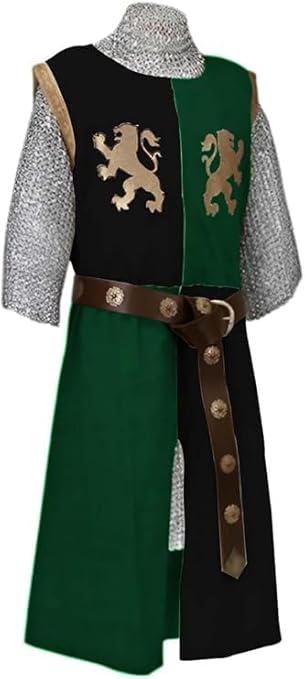 Medieval Embroidered Viking Knight Tabard – Sleeveless V-Neck Warrior Surcoat Costume