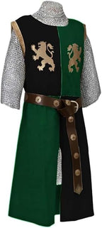 Medieval Embroidered Viking Knight Tabard – Sleeveless V-Neck Warrior Surcoat Costume