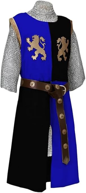 Medieval Embroidered Viking Knight Tabard – Sleeveless V-Neck Warrior Surcoat Costume