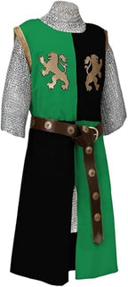 Medieval Embroidered Viking Knight Tabard – Sleeveless V-Neck Warrior Surcoat Costume