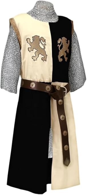 Medieval Embroidered Viking Knight Tabard – Sleeveless V-Neck Warrior Surcoat Costume