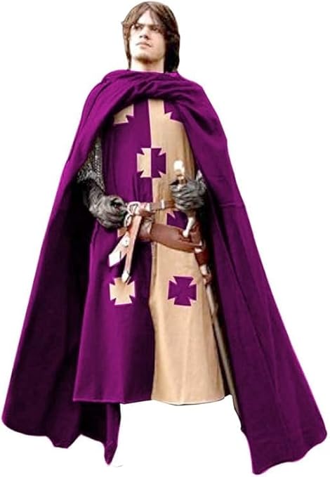 Kingdom Medieval Templar Knight Costume – Multicolor Renaissance Crusader Warrior Outfit