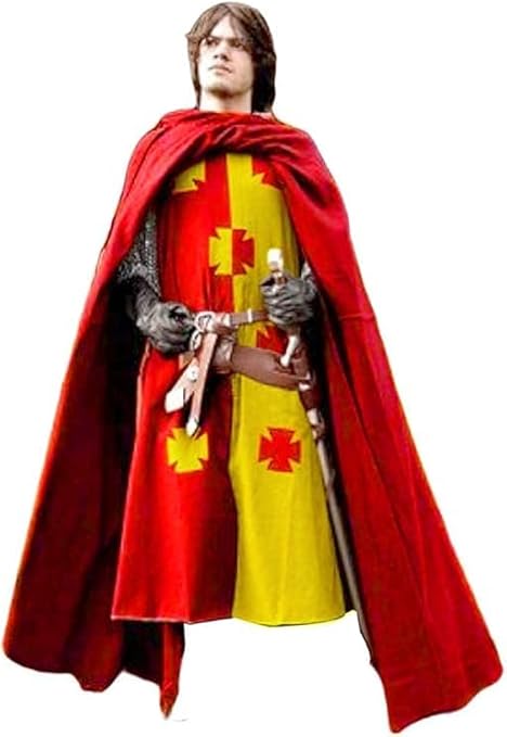 Kingdom Medieval Templar Knight Costume – Multicolor Renaissance Crusader Warrior Outfit