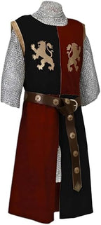 Medieval Embroidered Viking Knight Tabard – Sleeveless V-Neck Warrior Surcoat Costume