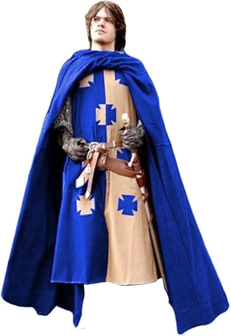 Kingdom Medieval Templar Knight Costume – Multicolor Renaissance Crusader Warrior Outfit