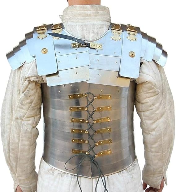 Roman Centurion Steel Armor Set | Military Body Armor with Red Plume Helmet