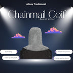Aluminum Chainmail Coif – V-Face Medieval Knight Hood for Cosplay & Costume Armor