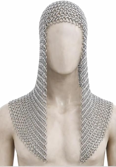 Authentic Medieval Aluminum Chainmail Coif Hood – Lightweight Armor Helmet for LARP, SCA, Cosplay & Knight Costumes