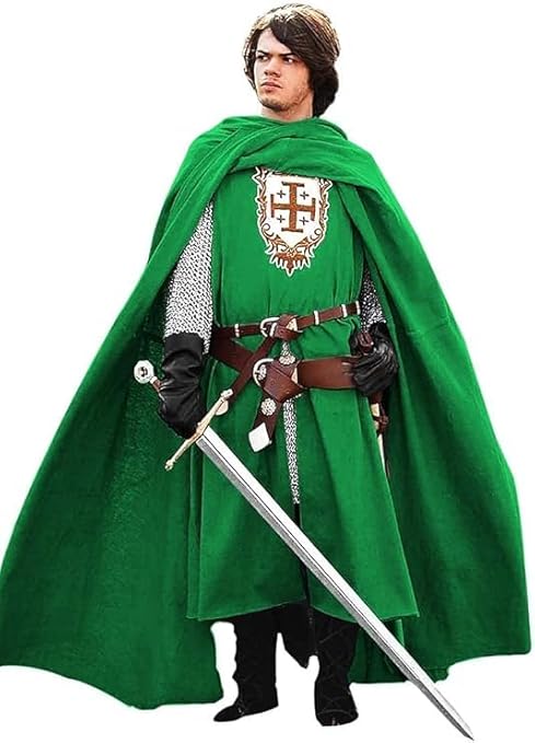 Kingdom Medieval Templar Knight Costume – Multicolor Renaissance Crusader Warrior Outfit