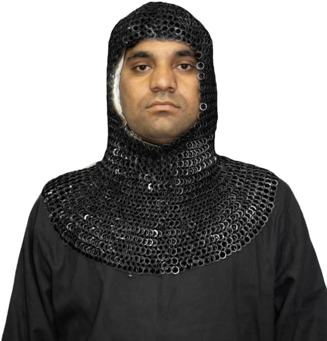 Medieval Chainmail Coif Hood – Riveted & Solid Ring Mild Steel Armour