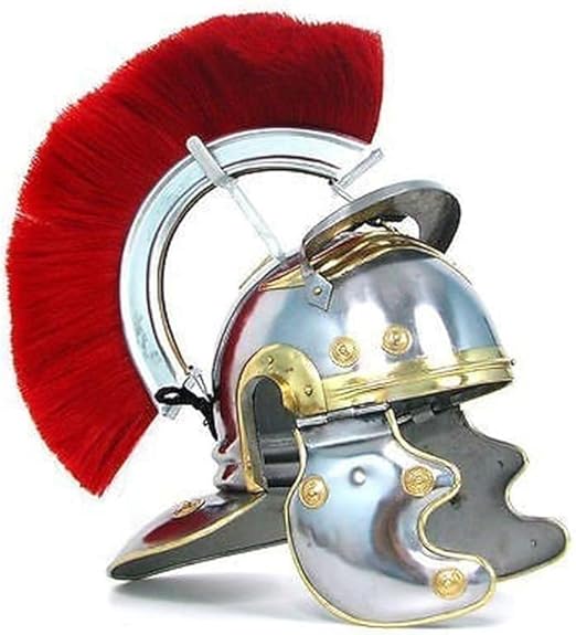 Roman Centurion Steel Armor Set | Military Body Armor with Red Plume Helmet