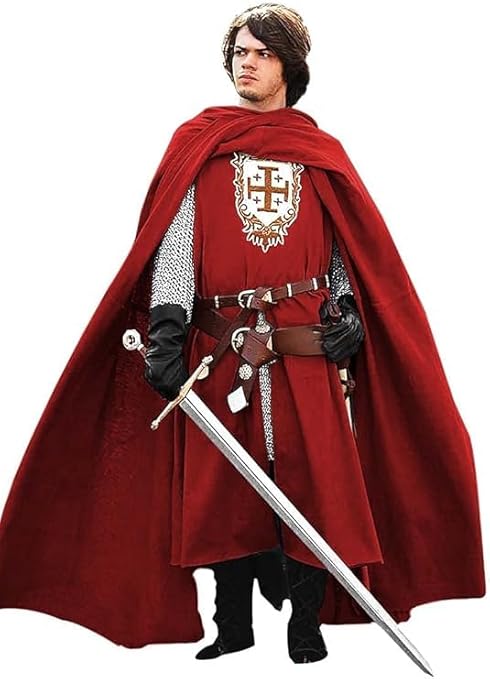 Kingdom Medieval Templar Knight Costume – Multicolor Renaissance Crusader Warrior Outfit