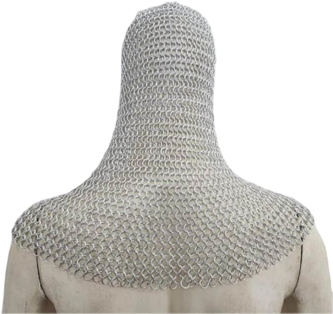 Authentic Medieval Aluminum Chainmail Coif Hood – Lightweight Armor Helmet for LARP, SCA, Cosplay & Knight Costumes