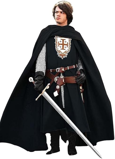 Kingdom Medieval Templar Knight Costume – Multicolor Renaissance Crusader Warrior Outfit