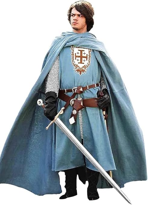 Kingdom Medieval Templar Knight Costume – Multicolor Renaissance Crusader Warrior Outfit