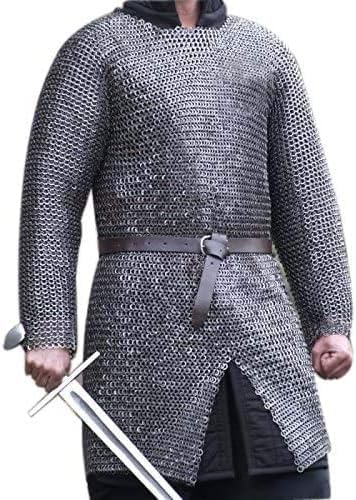 Handmade Medieval Riveted Chainmail Hauberk – Cosplay & Reenactment Armor Shirt