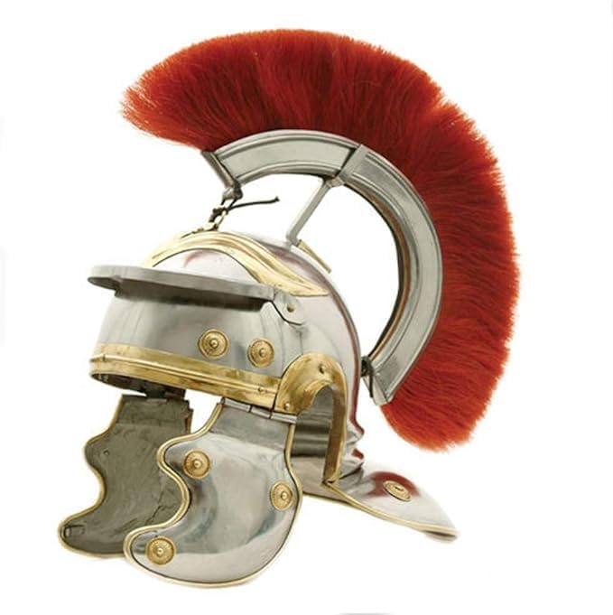 Roman Centurion Steel Armor Set | Military Body Armor with Red Plume Helmet