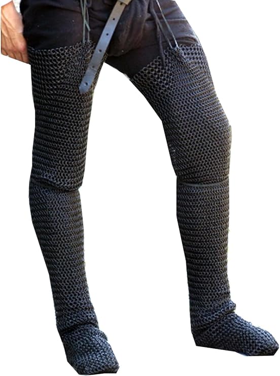 Medieval Knight Chainmail Chausses Leg Armour Pair