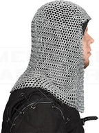 Aluminum Chainmail Coif – V-Face Medieval Knight Hood for Cosplay & Costume Armor