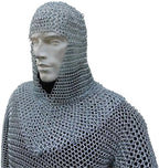 Handmade Medieval Aluminum Chain Mail Armor Set – Silver Long Chainmail Shirt & Coif