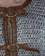 Custom Riveted Aluminum Chainmail Shirt – Leather Trim Medieval Armor for Men