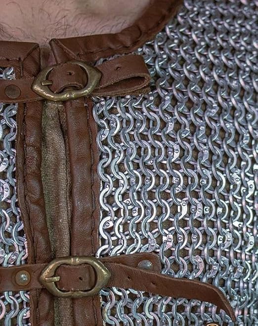Custom Riveted Aluminum Chainmail Shirt – Leather Trim Medieval Armor for Men