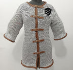 Medieval Aluminum Chainmail Haubergeon – Riveted Half Sleeve Armor Shirt