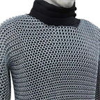 Handmade Medieval Aluminum Chain Mail Armor Set – Silver Long Chainmail Shirt & Coif