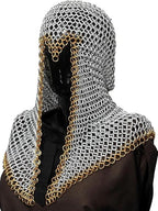 Lightweight Aluminum Chainmail Coif – Medieval Hood with Golden Ring Accents