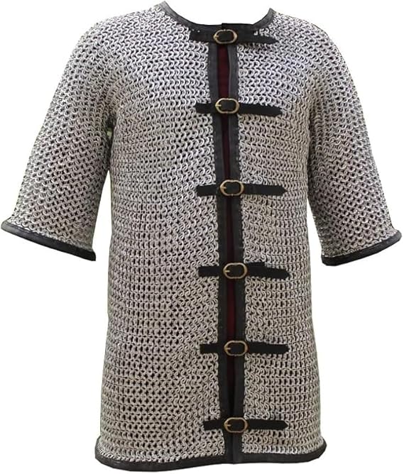 Handmade Medieval Aluminum Chainmail Haubergeon – Riveted Half Sleeve Armor Shirt