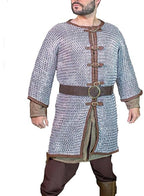 Custom Riveted Aluminum Chainmail Shirt – Leather Trim Medieval Armor for Men
