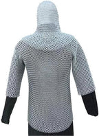 Handmade Medieval Aluminum Chain Mail Armor Set – Silver Long Chainmail Shirt & Coif