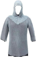 Handmade Medieval Aluminum Chain Mail Armor Set – Silver Long Chainmail Shirt & Coif