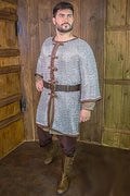Custom Riveted Aluminum Chainmail Shirt – Leather Trim Medieval Armor for Men