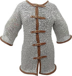 Medieval Aluminum Chainmail Haubergeon – Riveted Half Sleeve Armor Shirt