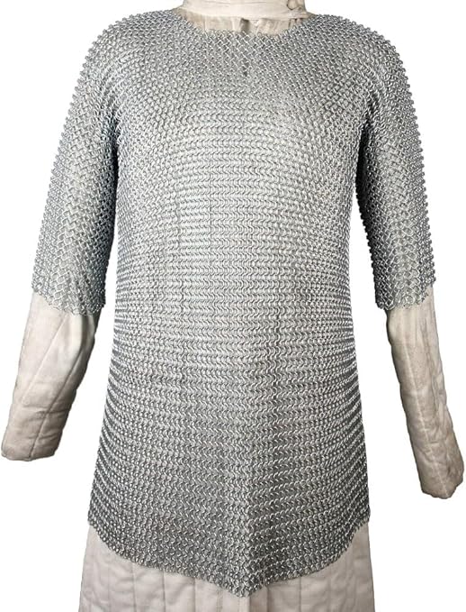 Authentic Medieval Chainmail Haubergeon – Long Warrior Armor Shirt for Renaissance Reenactments